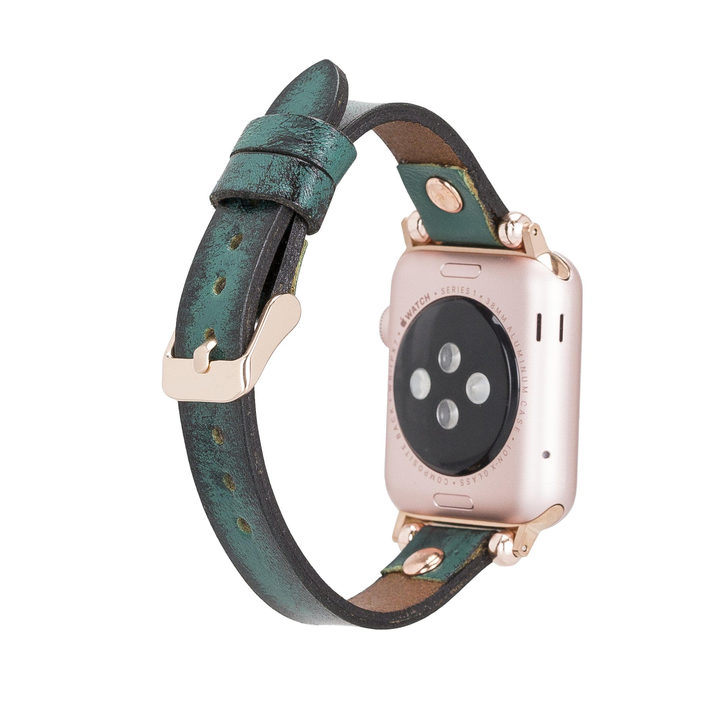 Ferro Genuine Leather Apple Watch Band with Rose Gold Trok