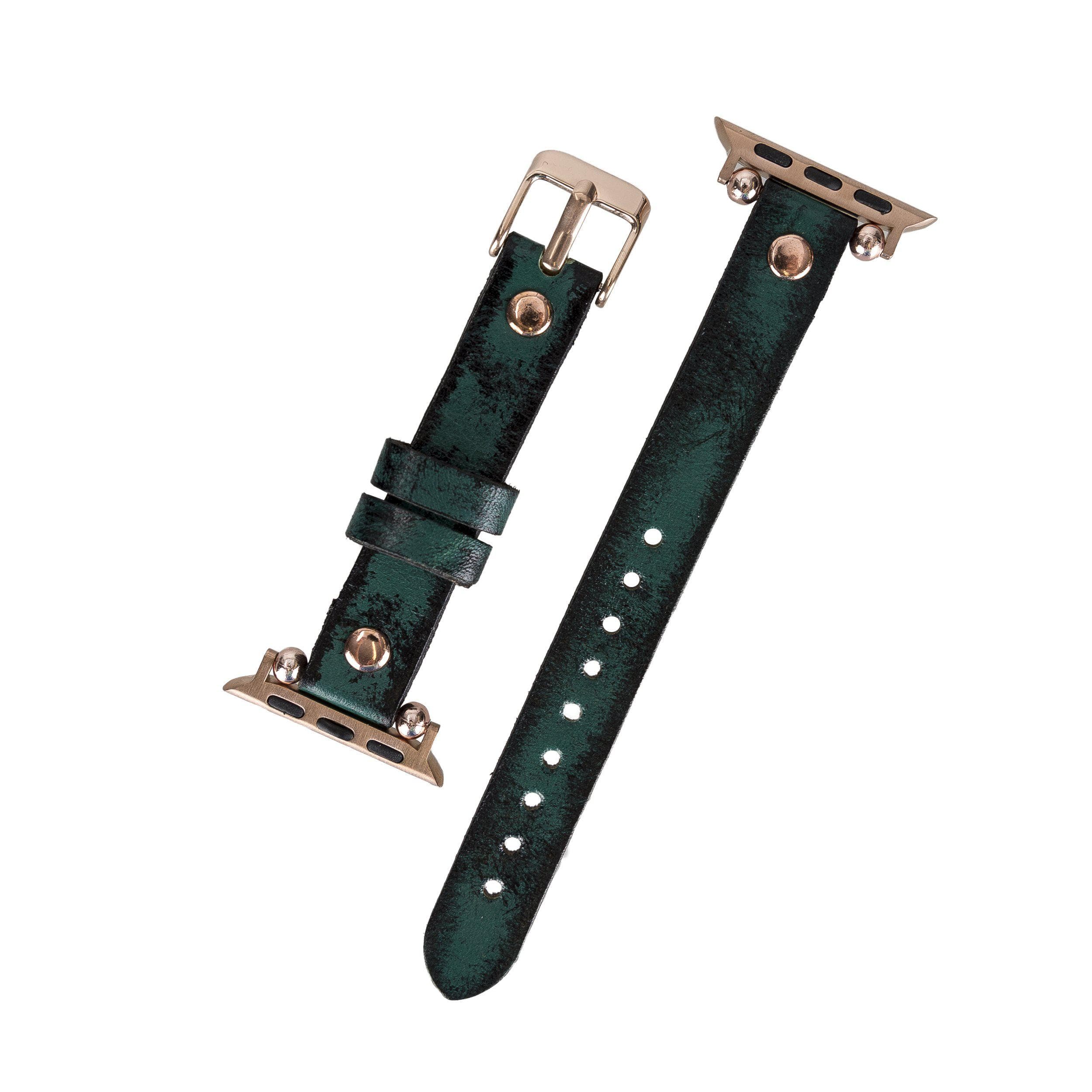 Ferro Genuine Leather Apple Watch Band with Rose Gold Trok