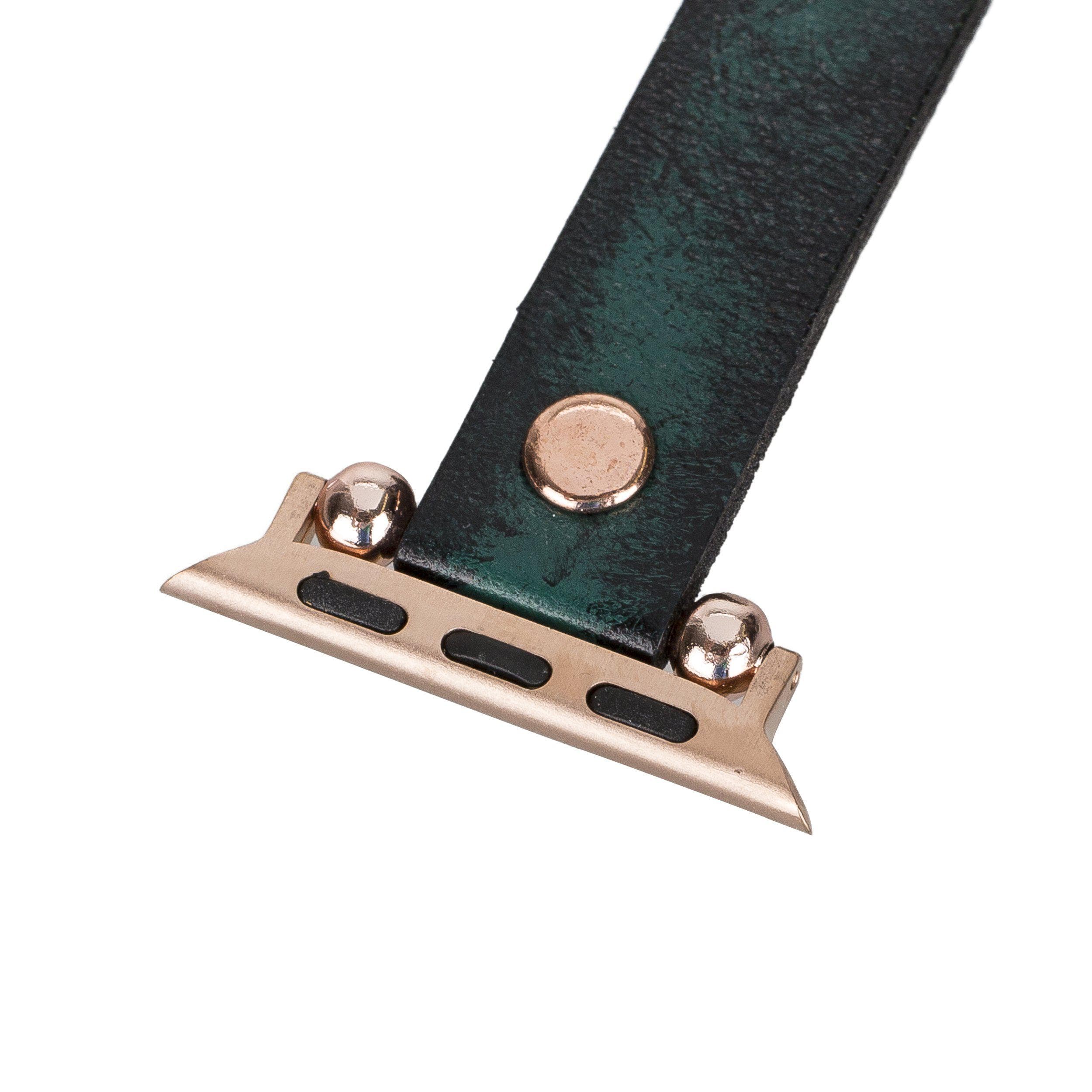 Ferro Genuine Leather Apple Watch Band with Rose Gold Trok