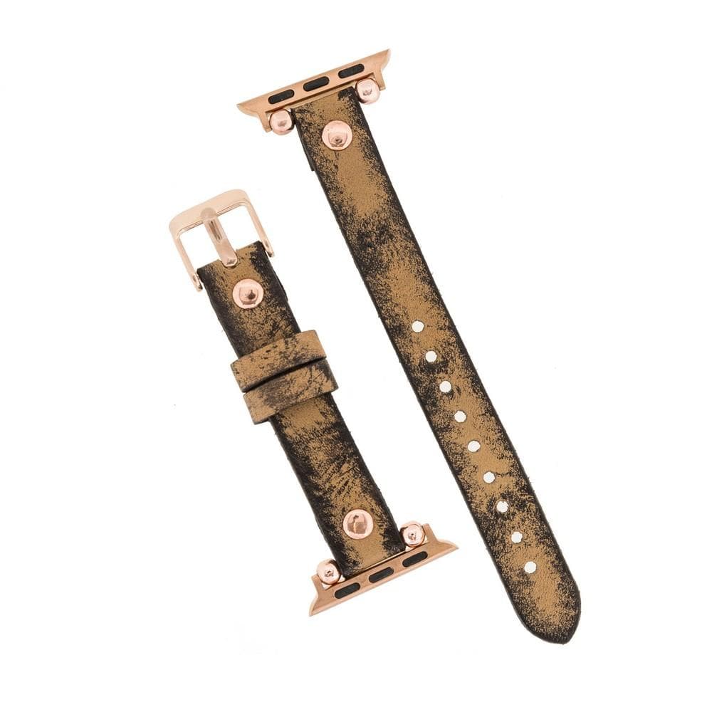 Ferro Genuine Leather Apple Watch Band with Rose Gold Trok