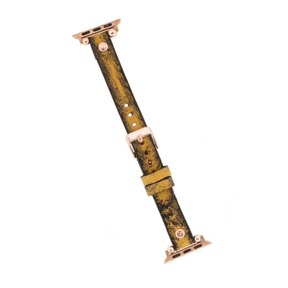 Ferro Genuine Leather Apple Watch Band with Rose Gold Trok