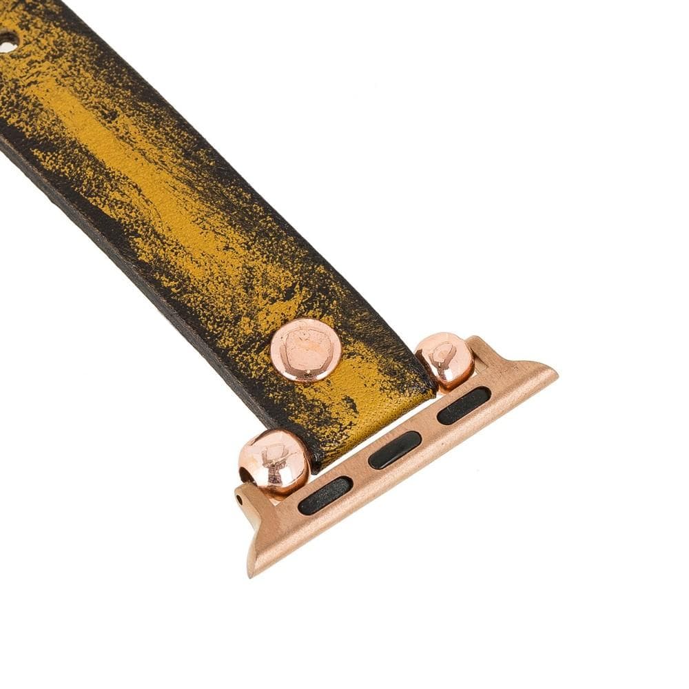 Ferro Genuine Leather Apple Watch Band with Rose Gold Trok