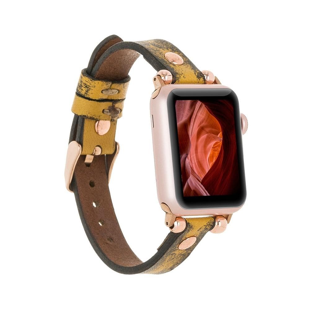 Ferro Genuine Leather Apple Watch Band with Rose Gold Trok