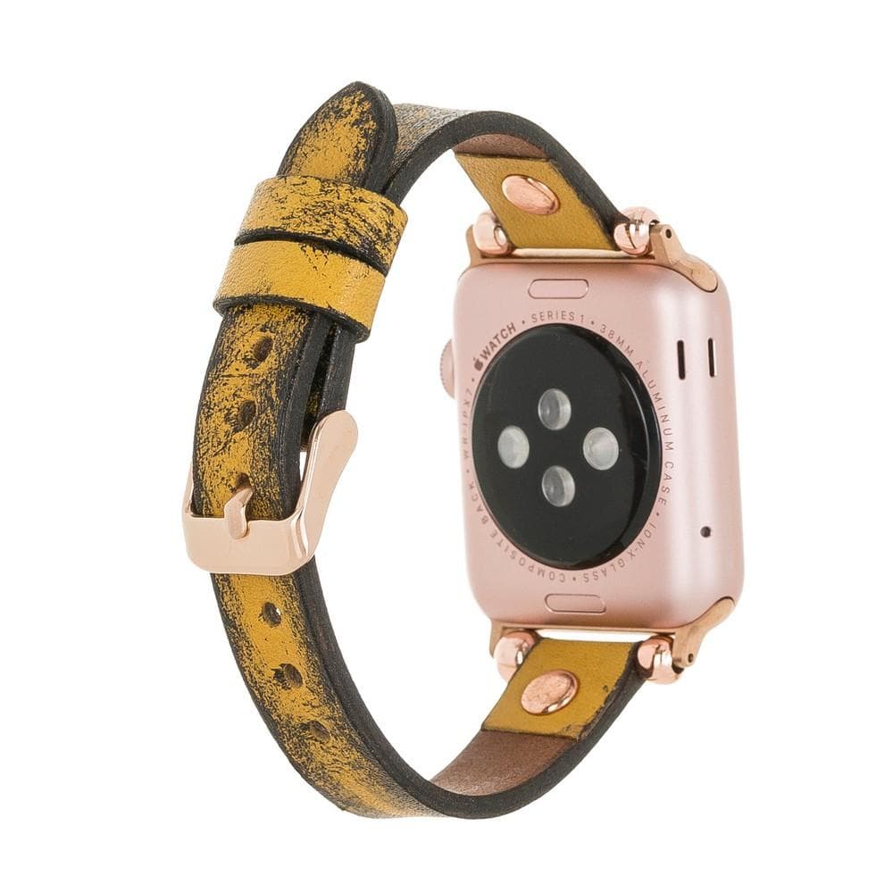 Ferro Genuine Leather Apple Watch Band with Rose Gold Trok