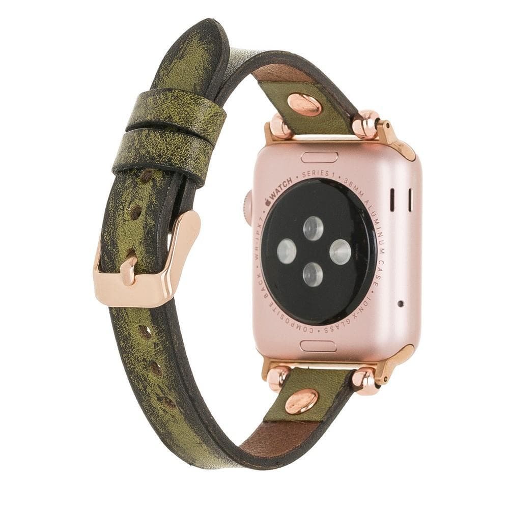 Ferro Genuine Leather Apple Watch Band with Rose Gold Trok