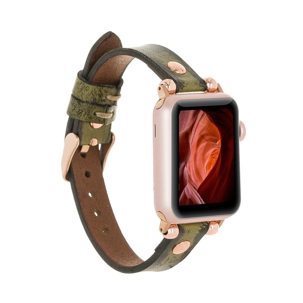 Ferro Genuine Leather Apple Watch Band with Rose Gold Trok