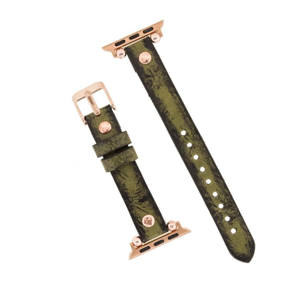 Ferro Genuine Leather Apple Watch Band with Rose Gold Trok