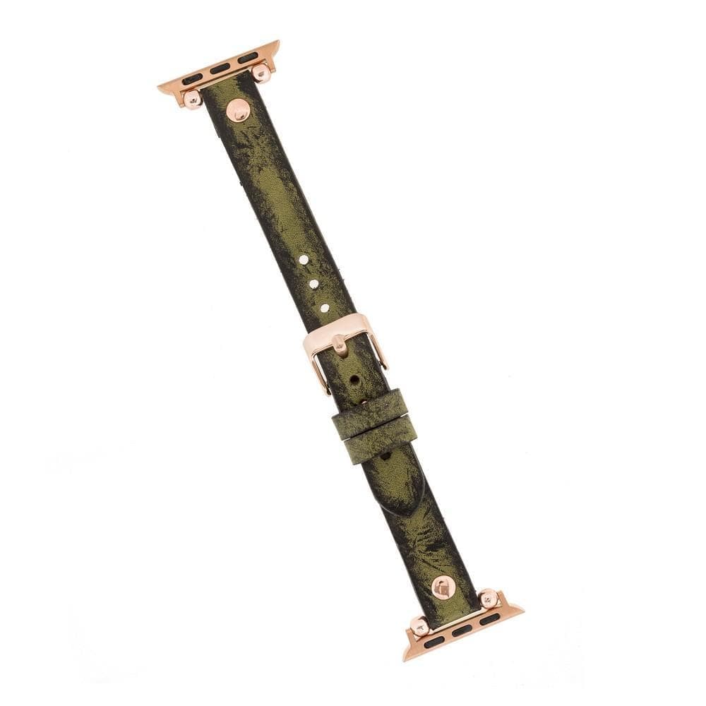 Ferro Genuine Leather Apple Watch Band with Rose Gold Trok