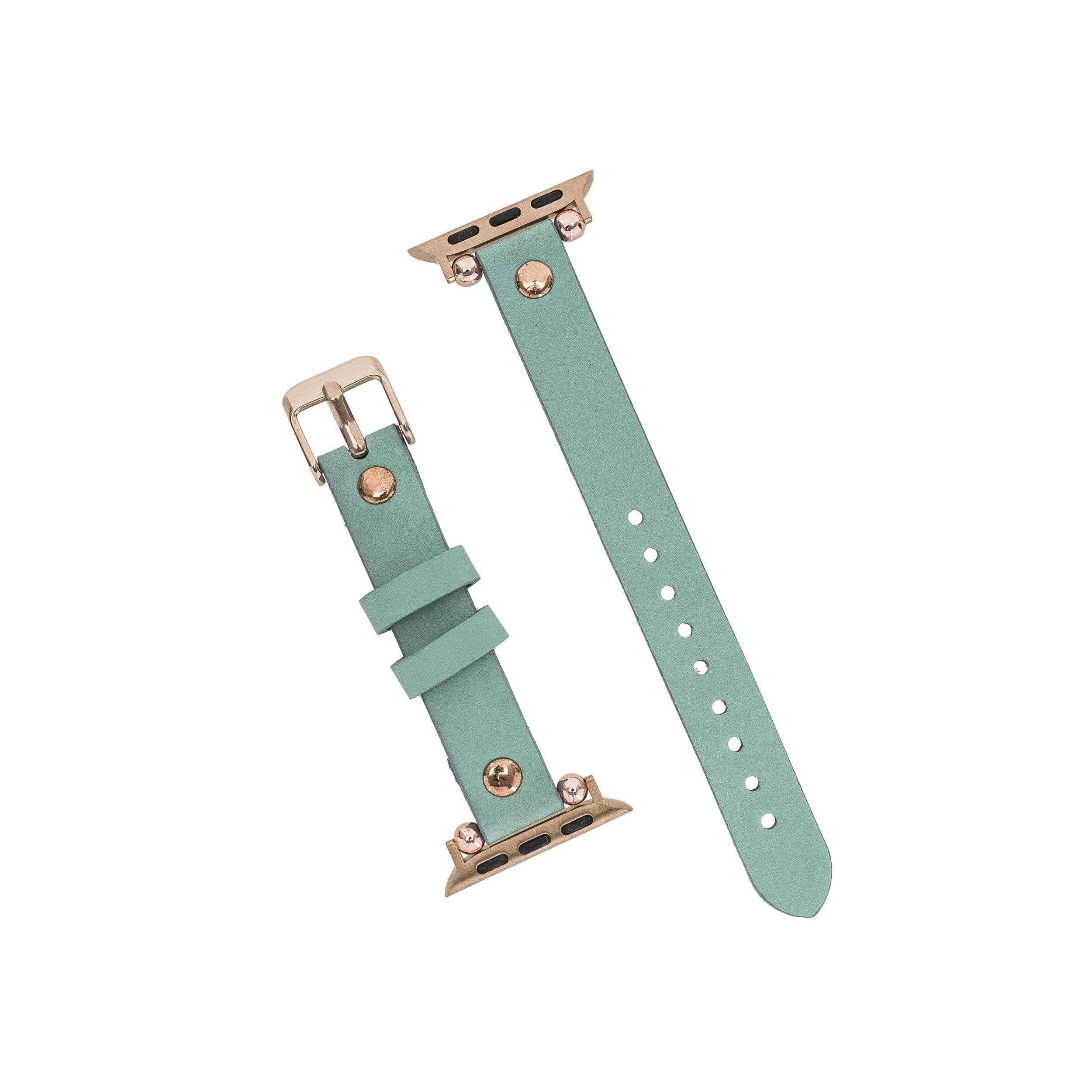 Ferro Genuine Leather Apple Watch Band with Rose Gold Trok