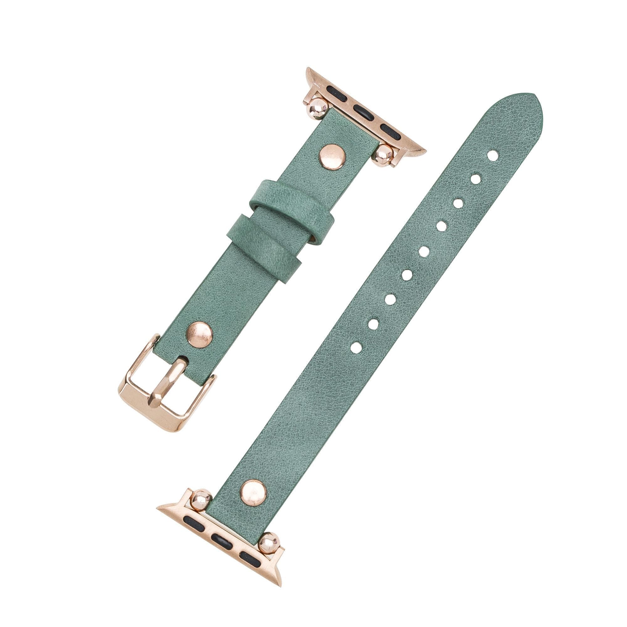 Ferro Genuine Leather Apple Watch Band with Rose Gold Trok