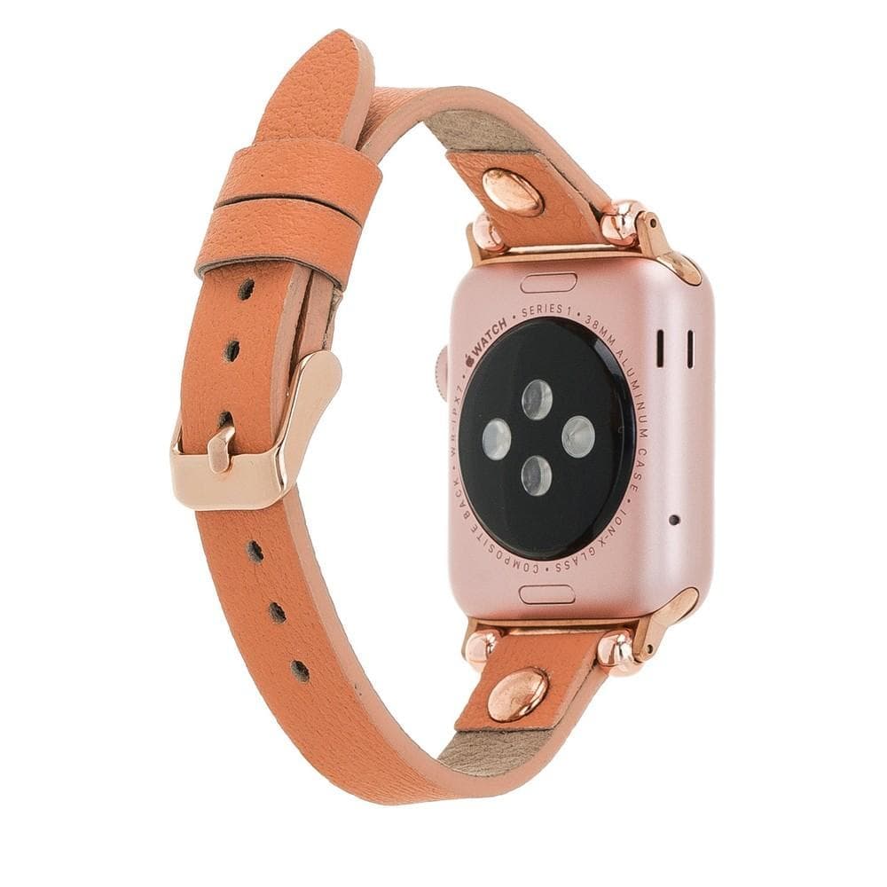 Ferro Genuine Leather Apple Watch Band with Rose Gold Trok