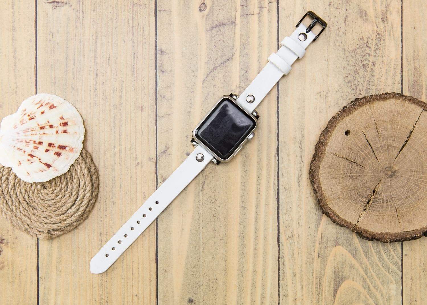 Ferro Genuine Apple Watch Leather Band with Silver Trok