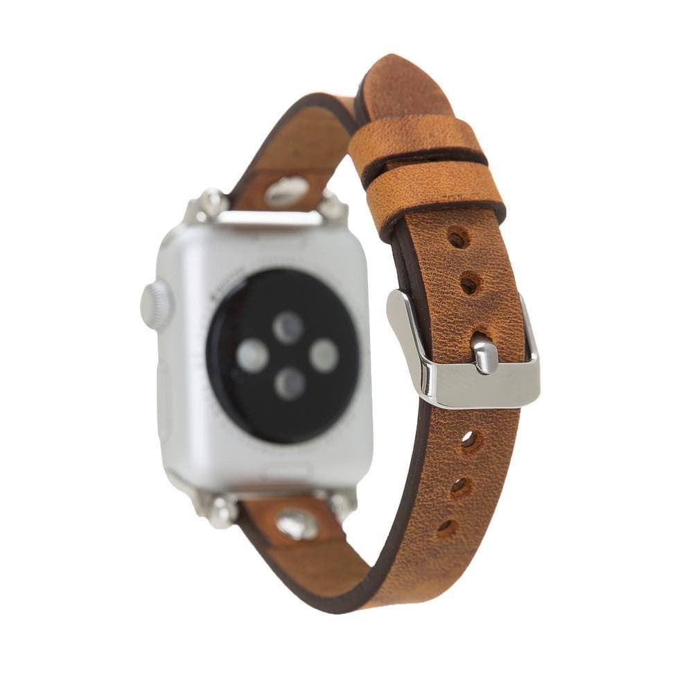Ferro Genuine Apple Watch Leather Band with Silver Trok