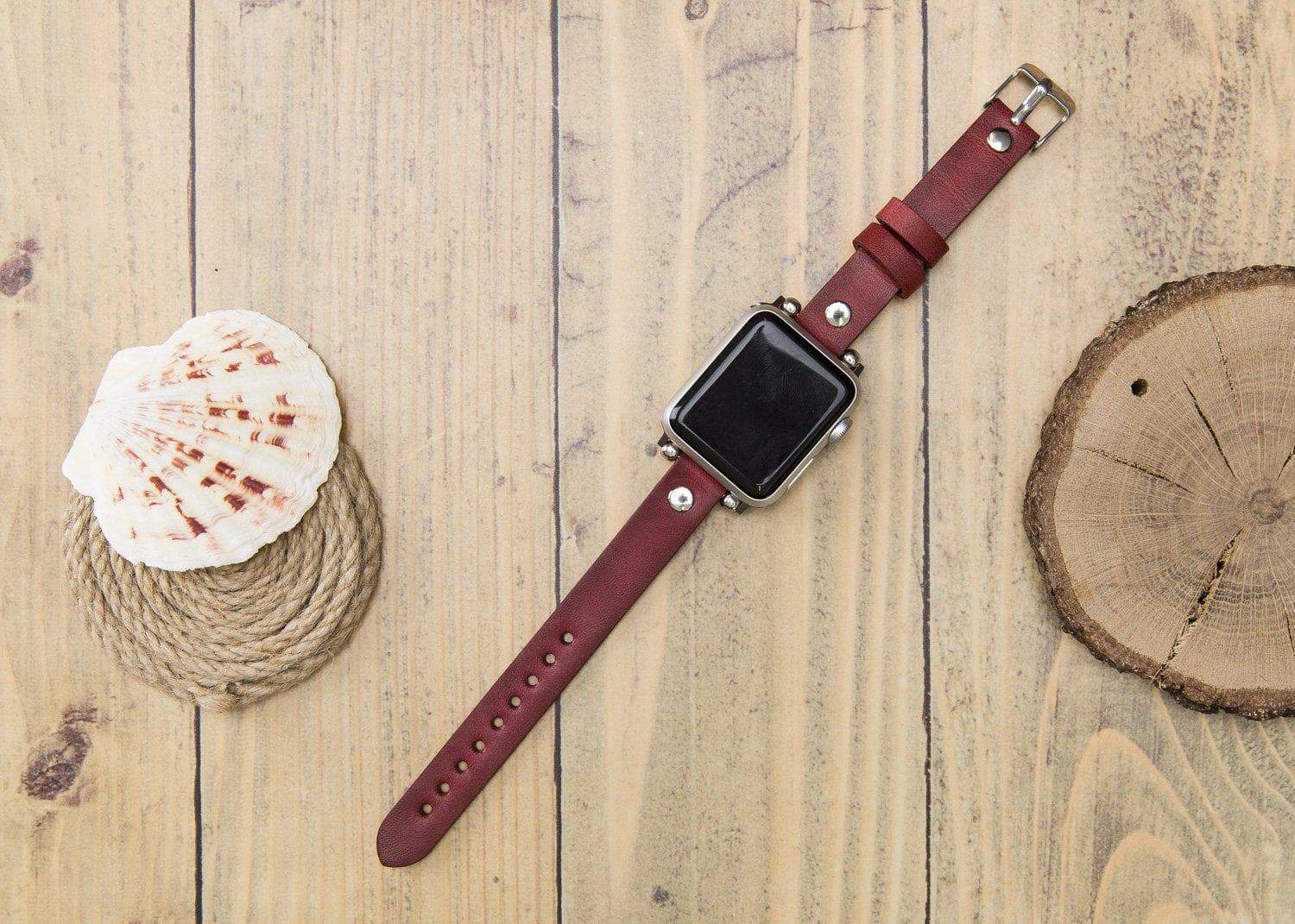 Ferro Genuine Apple Watch Leather Band with Silver Trok