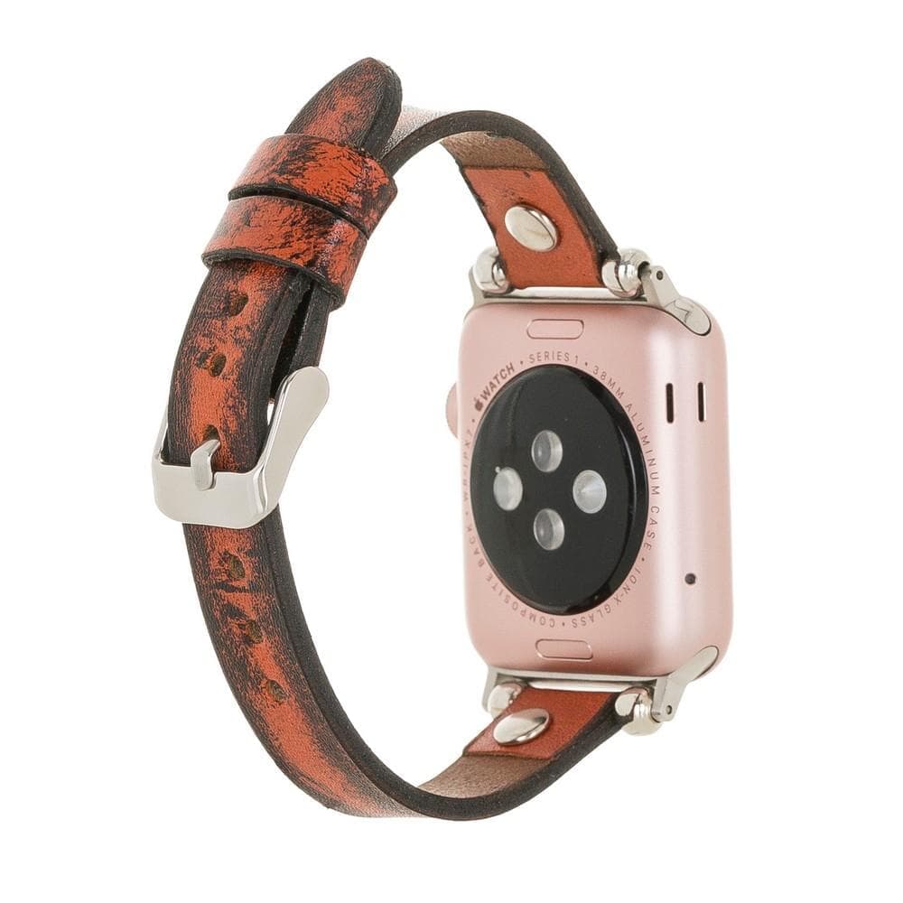 Ferro Genuine Apple Watch Leather Band with Silver Trok