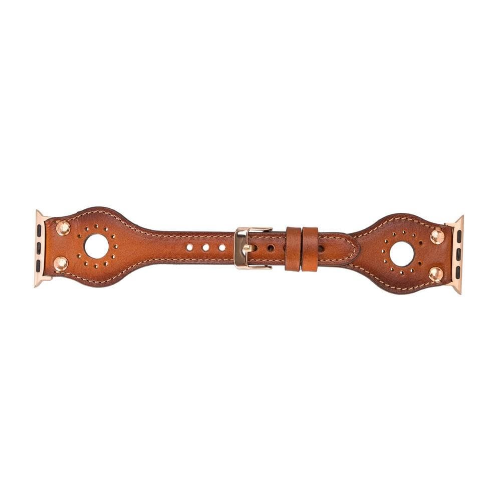 Ronda Genuine Leather Apple Watch Band with Rose Gold Trok