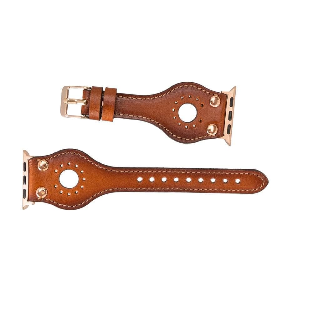 Ronda Genuine Leather Apple Watch Band with Rose Gold Trok