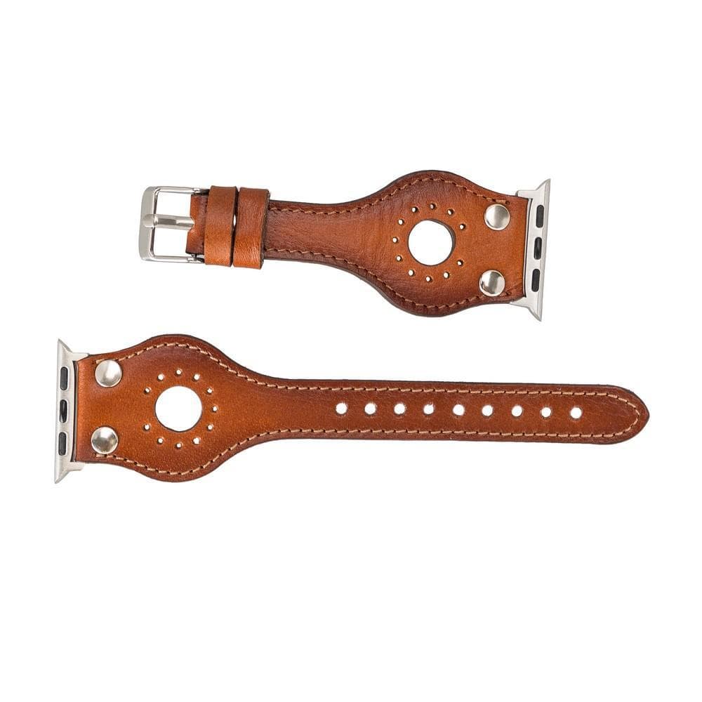 Ronda Genuine Leather Apple Watch Band with Silver Trok