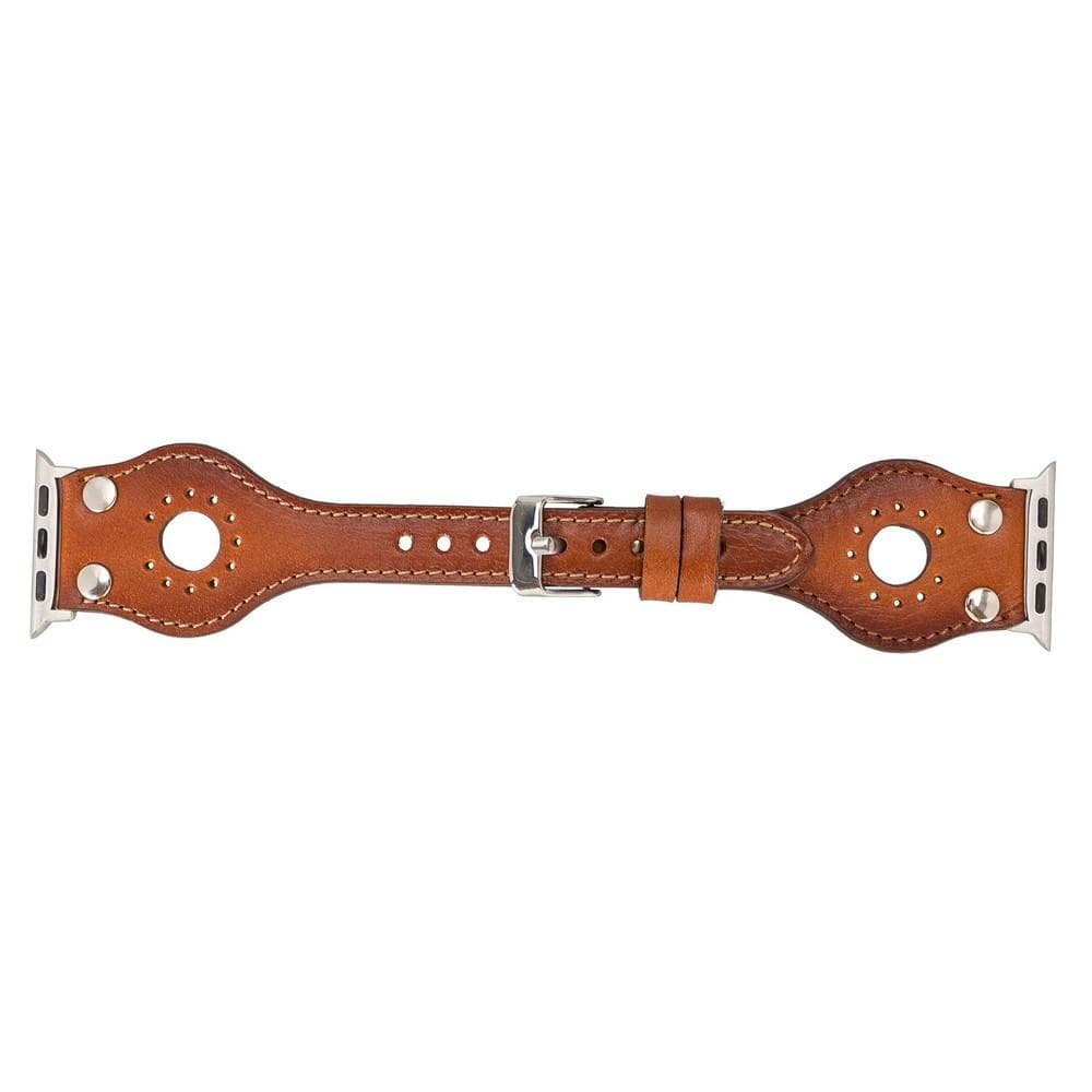 Ronda Genuine Leather Apple Watch Band with Silver Trok