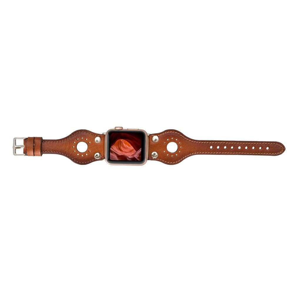 Ronda Genuine Leather Apple Watch Band with Silver Trok