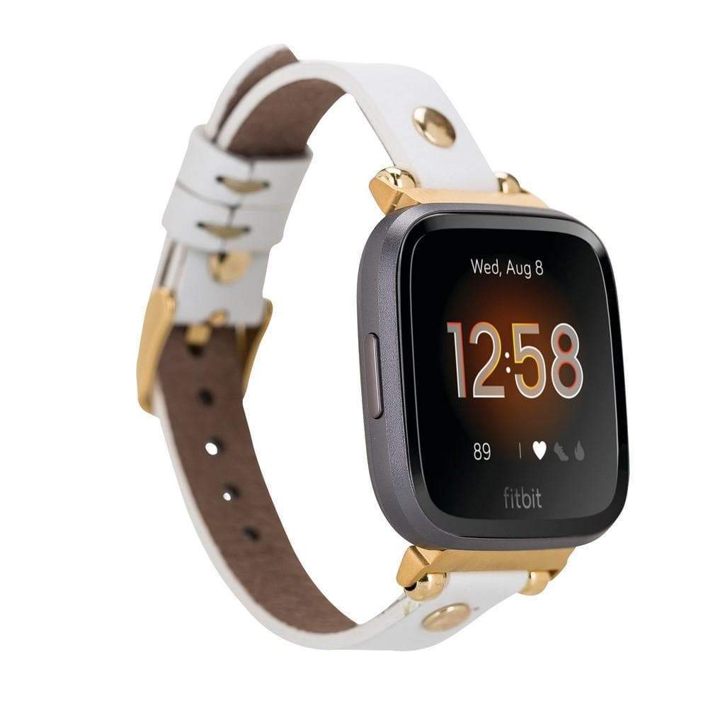 Ferro Genuine Leather Fitbit Watch Band with Gold Trok