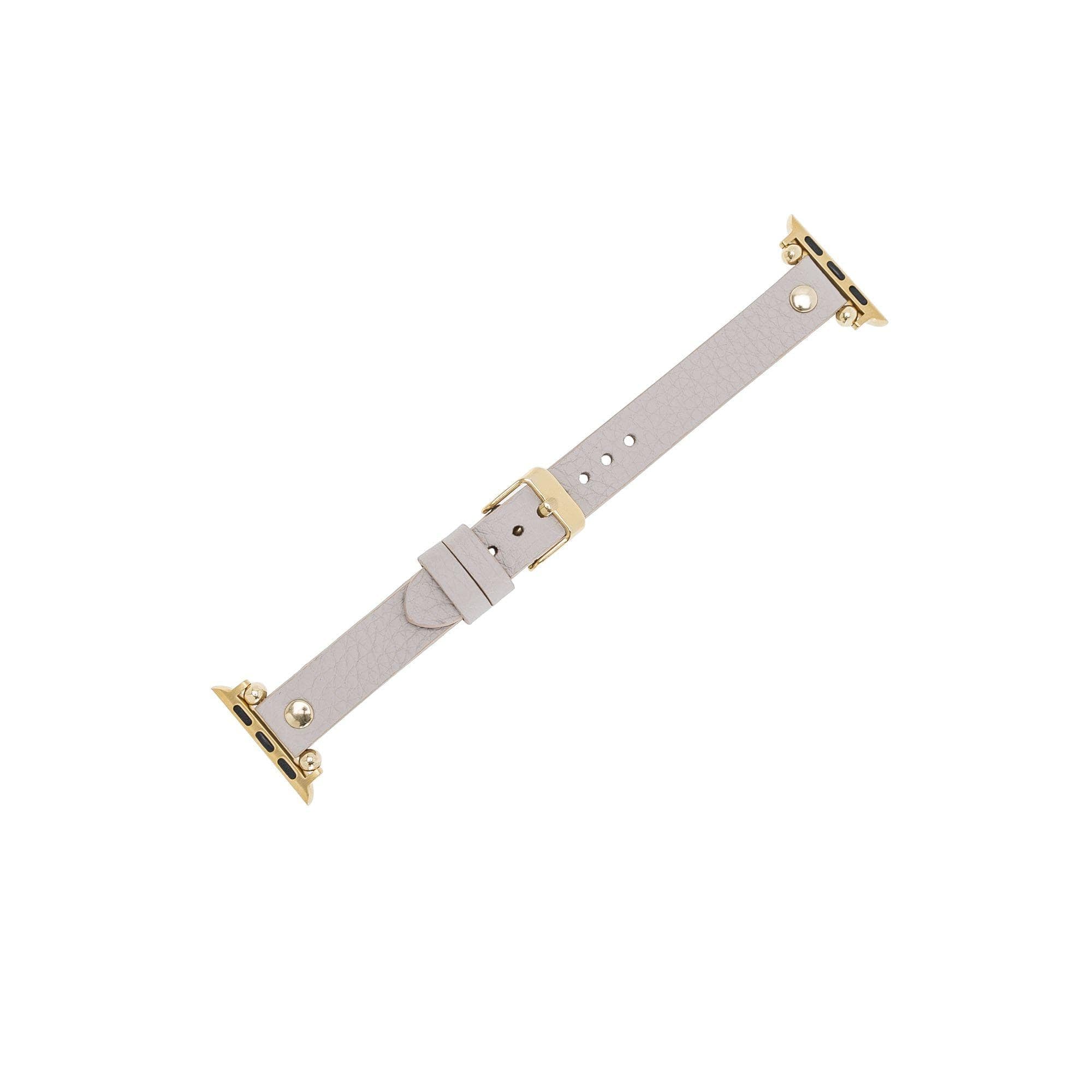 Ferro Genuine Leather Fitbit Watch Band with Gold Trok
