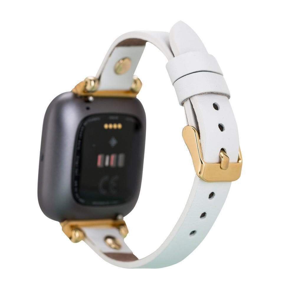 Ferro Genuine Leather Fitbit Watch Band with Gold Trok