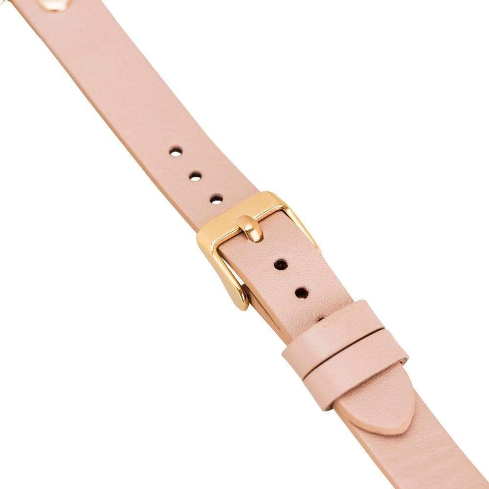 Ferro Genuine Leather Fitbit Watch Band with Gold Trok
