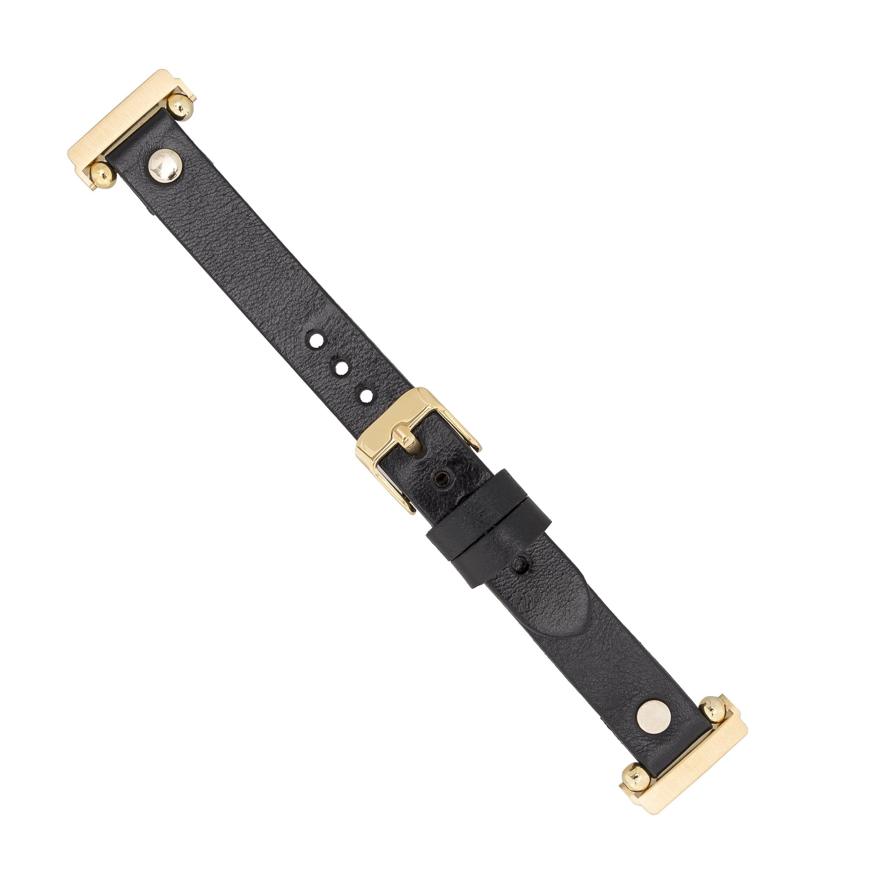 Ferro Genuine Leather Fitbit Watch Band with Gold Trok
