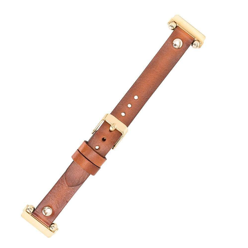 Ferro Genuine Leather Fitbit Watch Band with Gold Trok