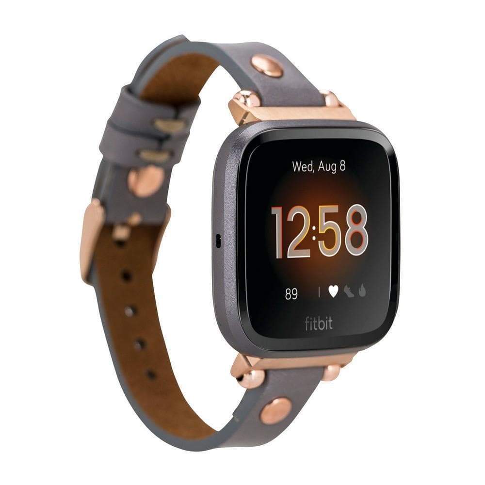 Ferro Genuine Leather Fitbit Watch Band with Gold Trok