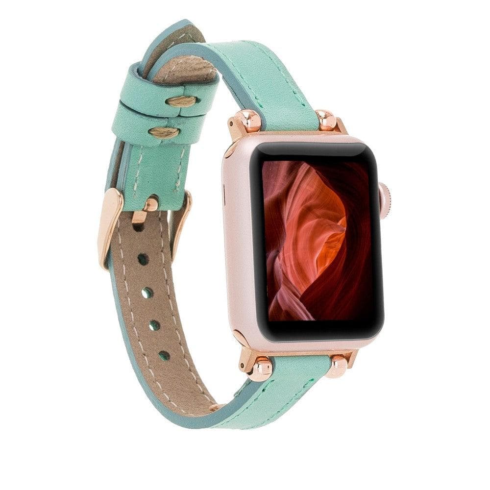 Ferro Genuine Leather Fitbit Watch Band with Rose Gold Trok