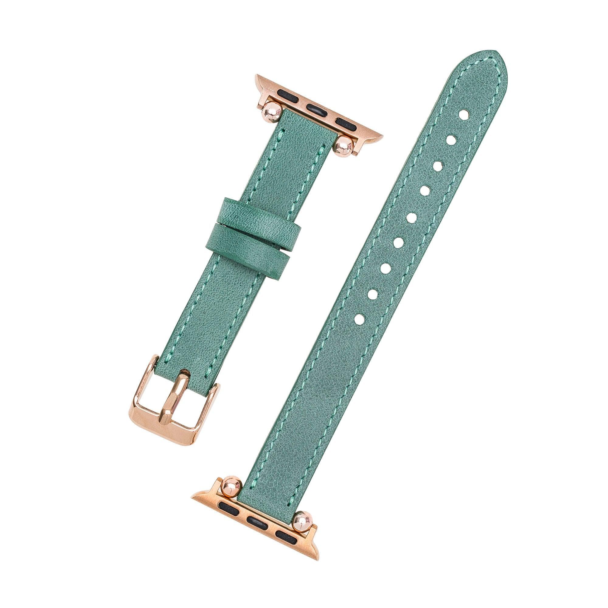 Ferro Genuine Leather Fitbit Watch Band with Rose Gold Trok