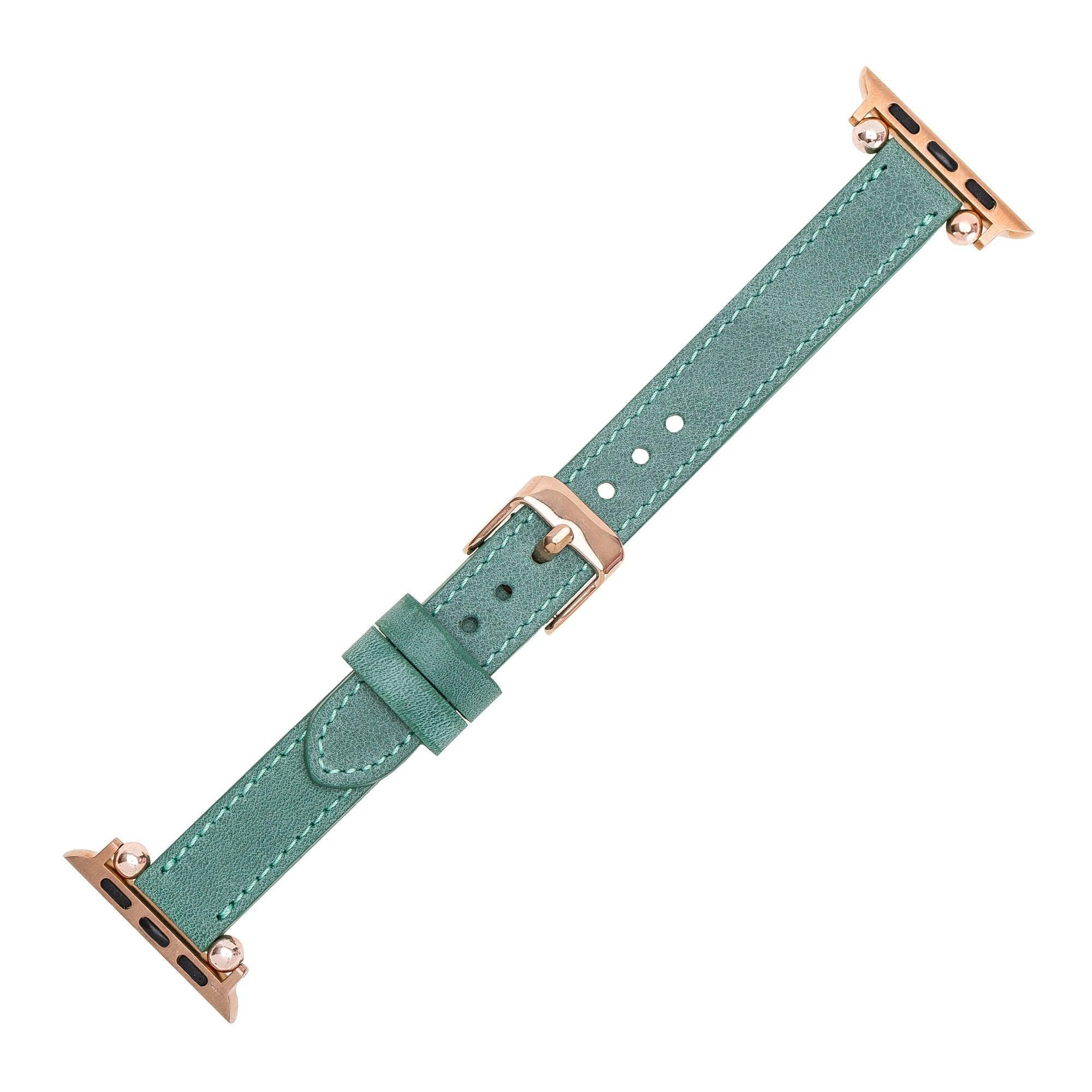 Ferro Genuine Leather Fitbit Watch Band with Rose Gold Trok