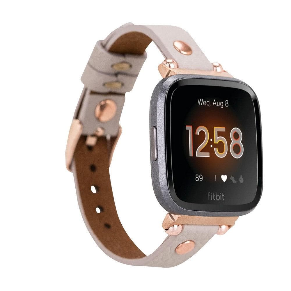 Ferro Genuine Leather Fitbit Watch Band with Rose Gold Trok