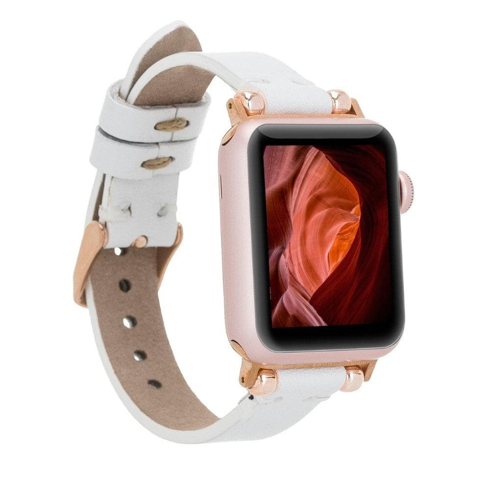 Ferro Genuine Leather Fitbit Watch Band with Rose Gold Trok