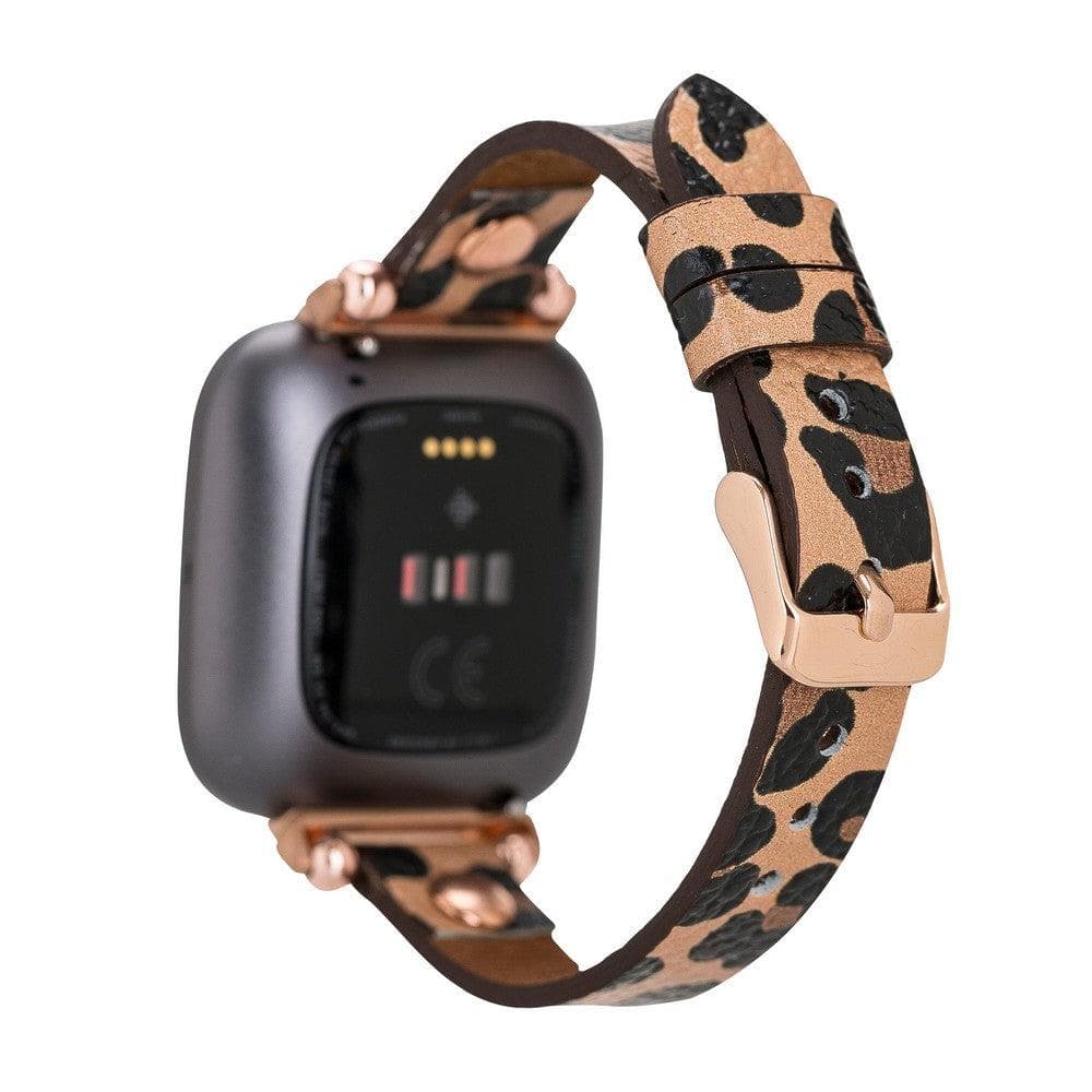 Ferro Genuine Leather Fitbit Watch Band with Rose Gold Trok