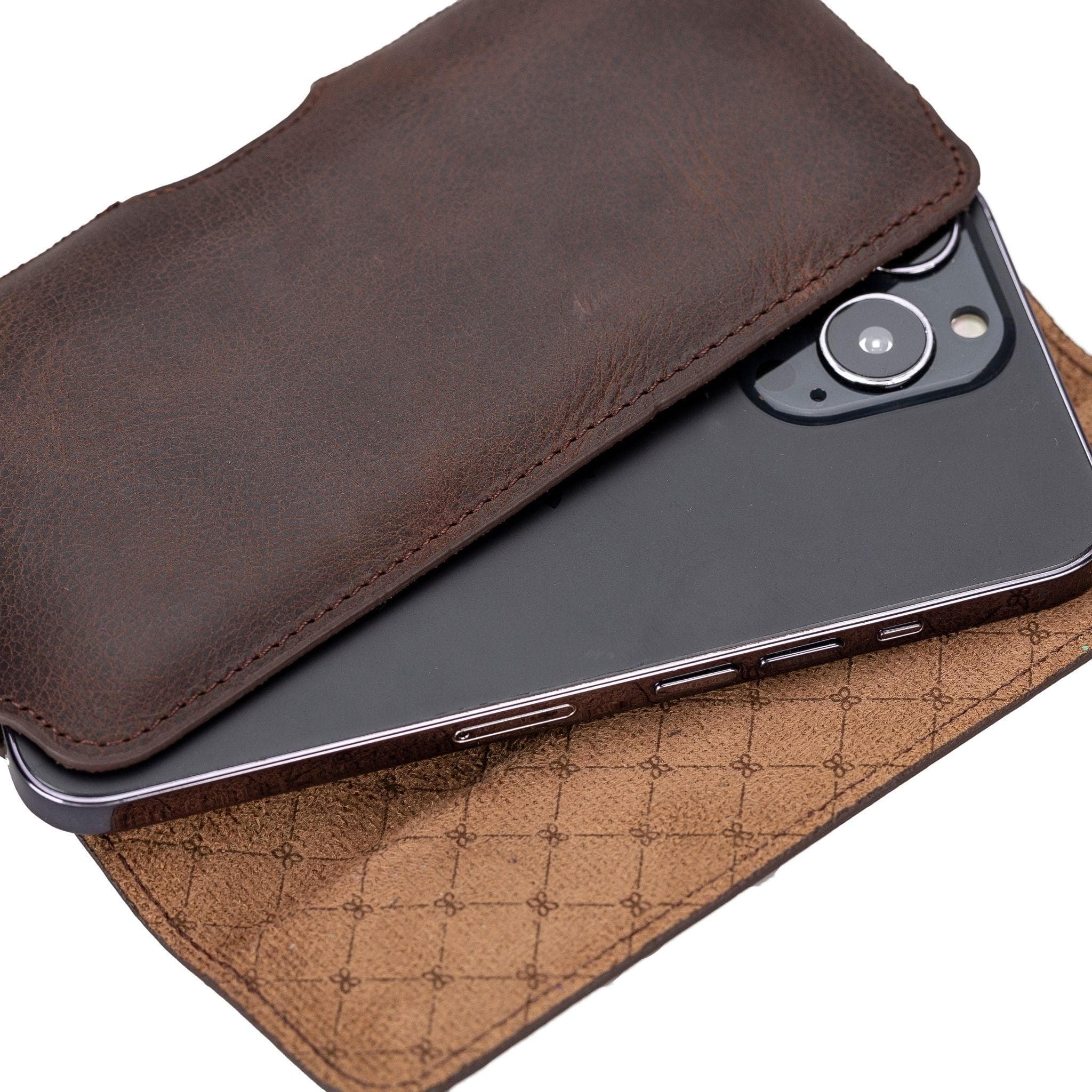 Aslant Belt Phone Genuine Leather Case