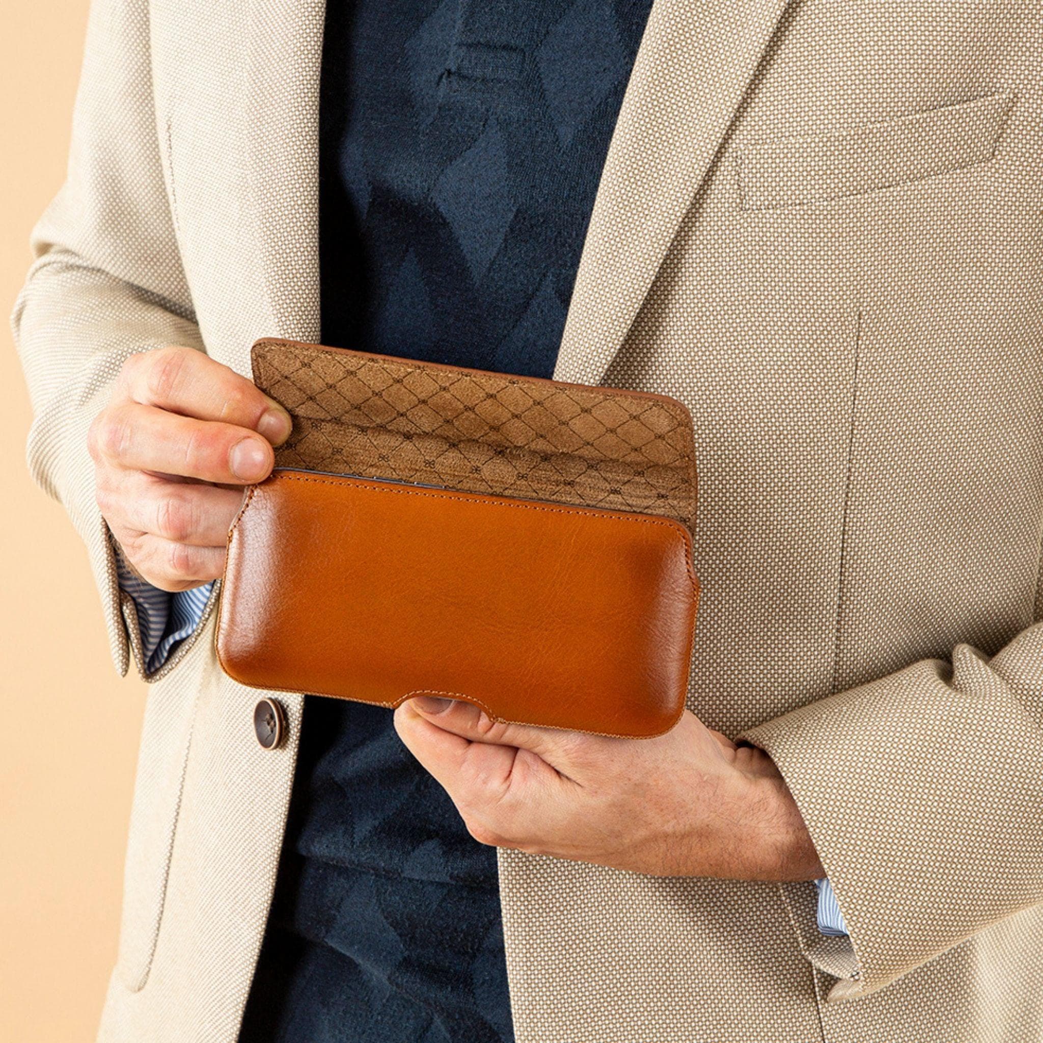 Aslant Belt Phone Genuine Leather Case