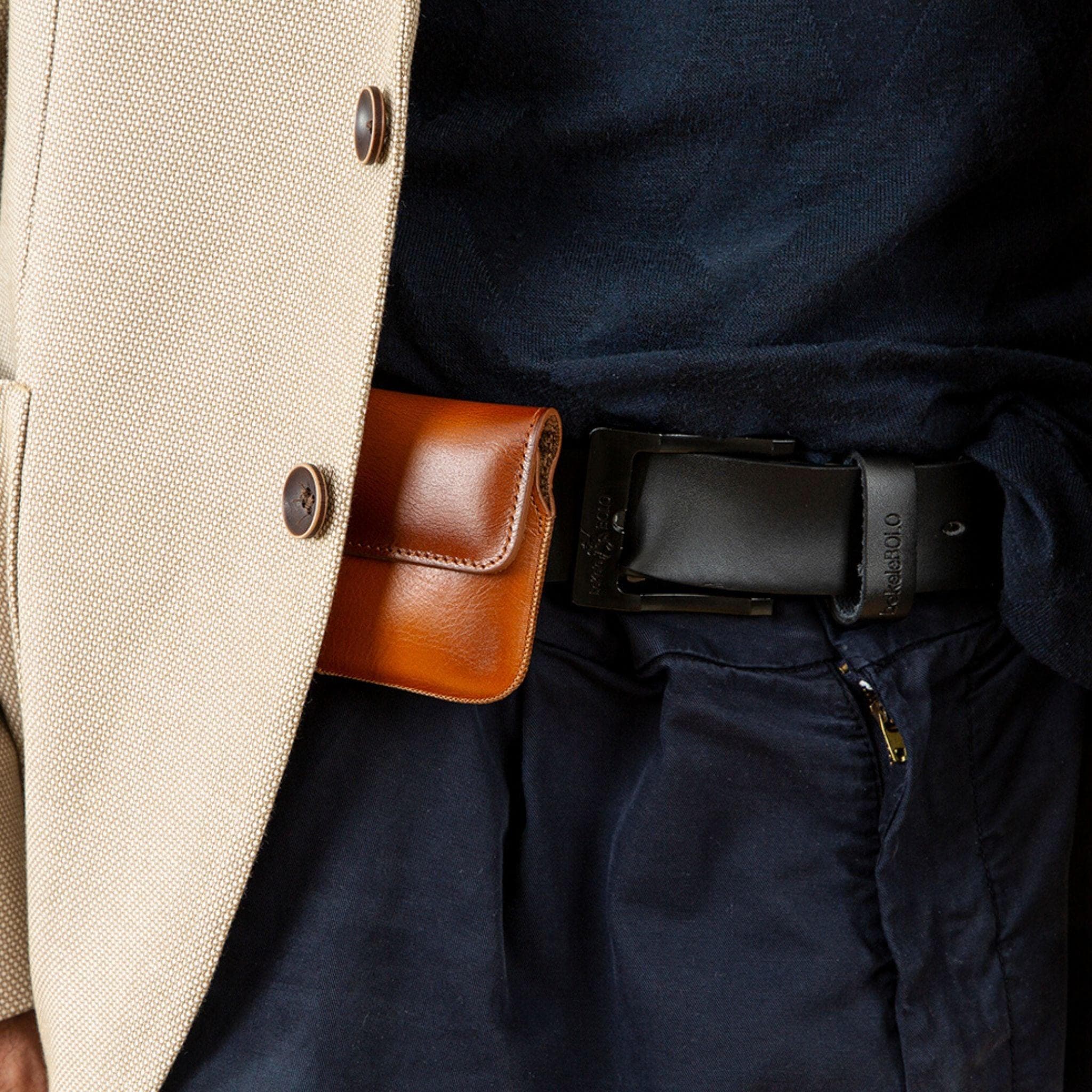 Aslant Belt Phone Genuine Leather Case