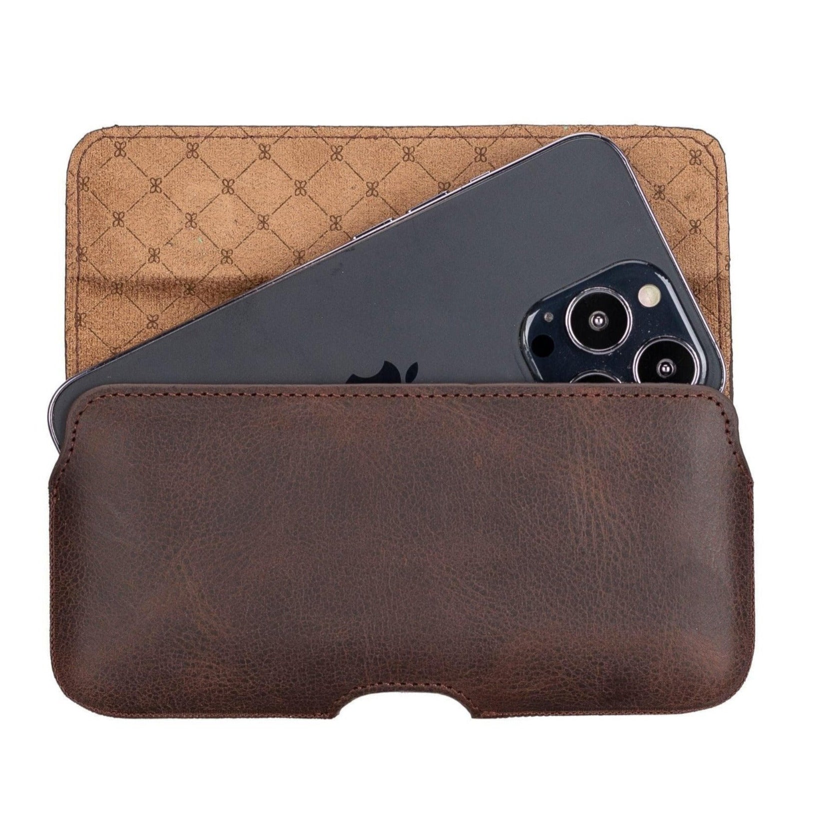 Aslant Belt Phone Genuine Leather Case