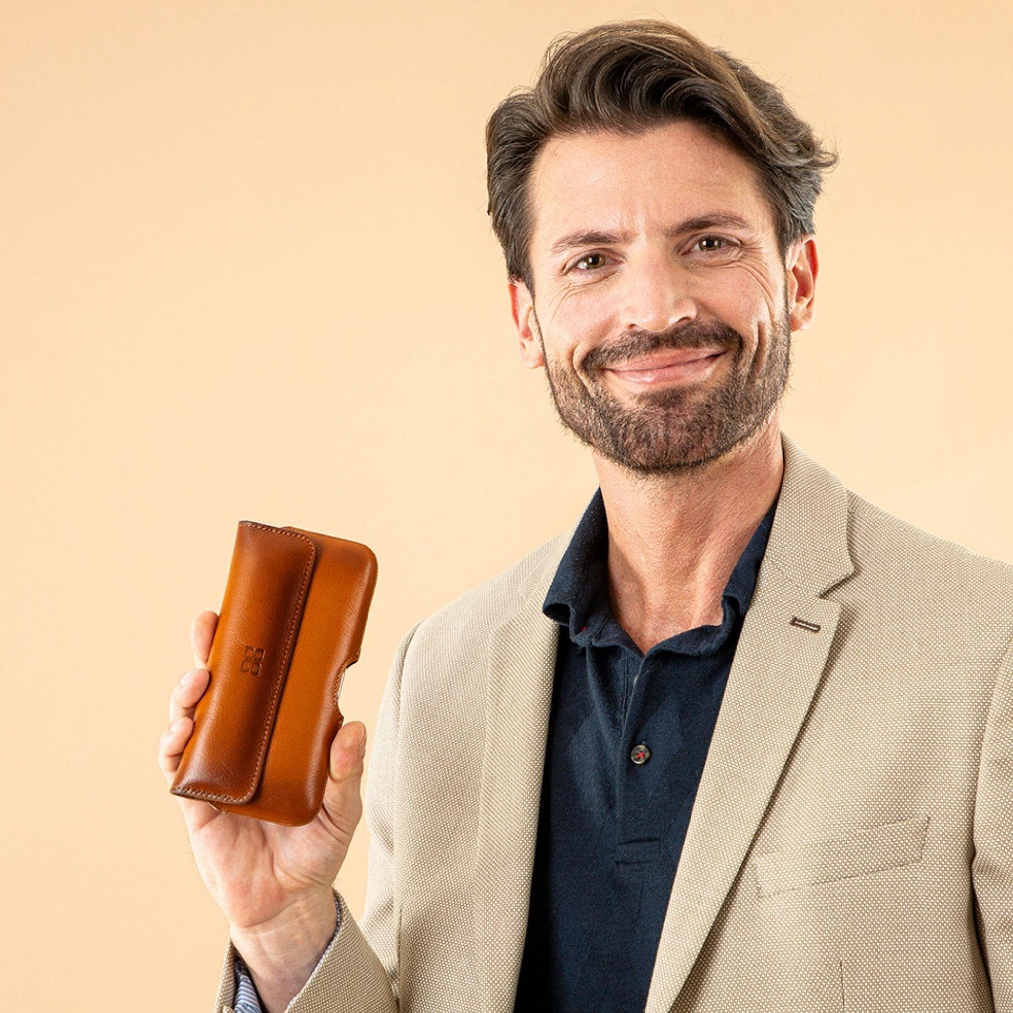 Aslant Belt Phone Genuine Leather Case