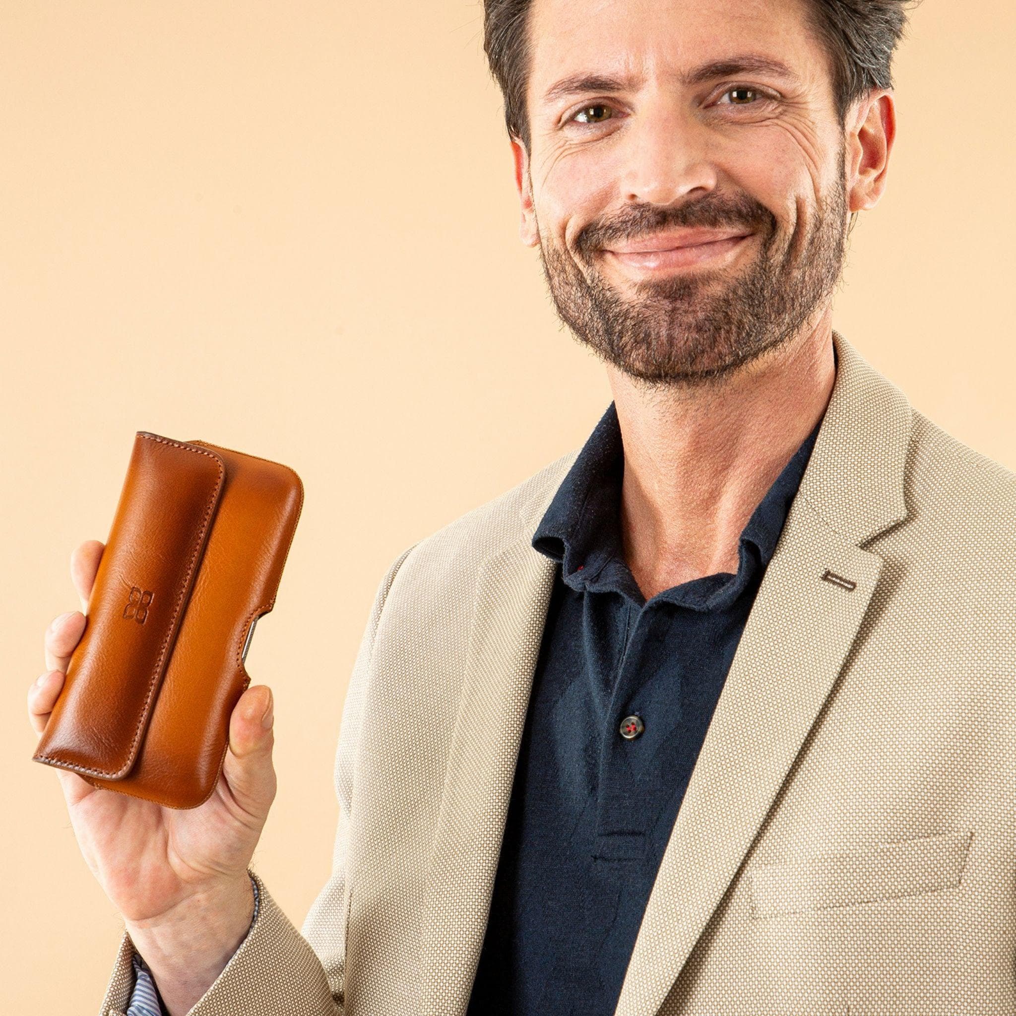 Aslant Belt Phone Genuine Leather Case