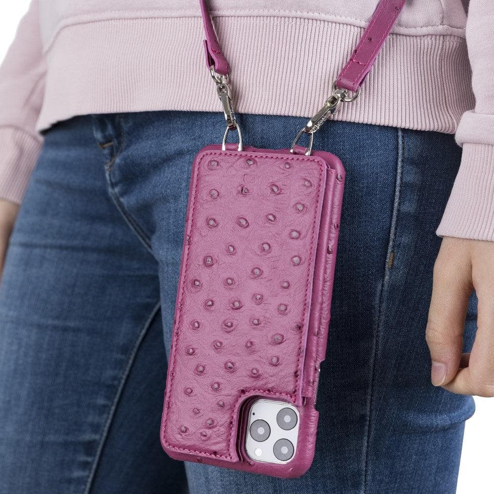 Saff iPhone 11 Pro Genuine Leather Case with Shoulder Strap