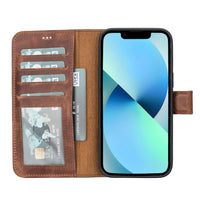 Magic Magnetic Detachable Leather Wallet Case with RFID for iPhone 15 (6.1") - BROWN