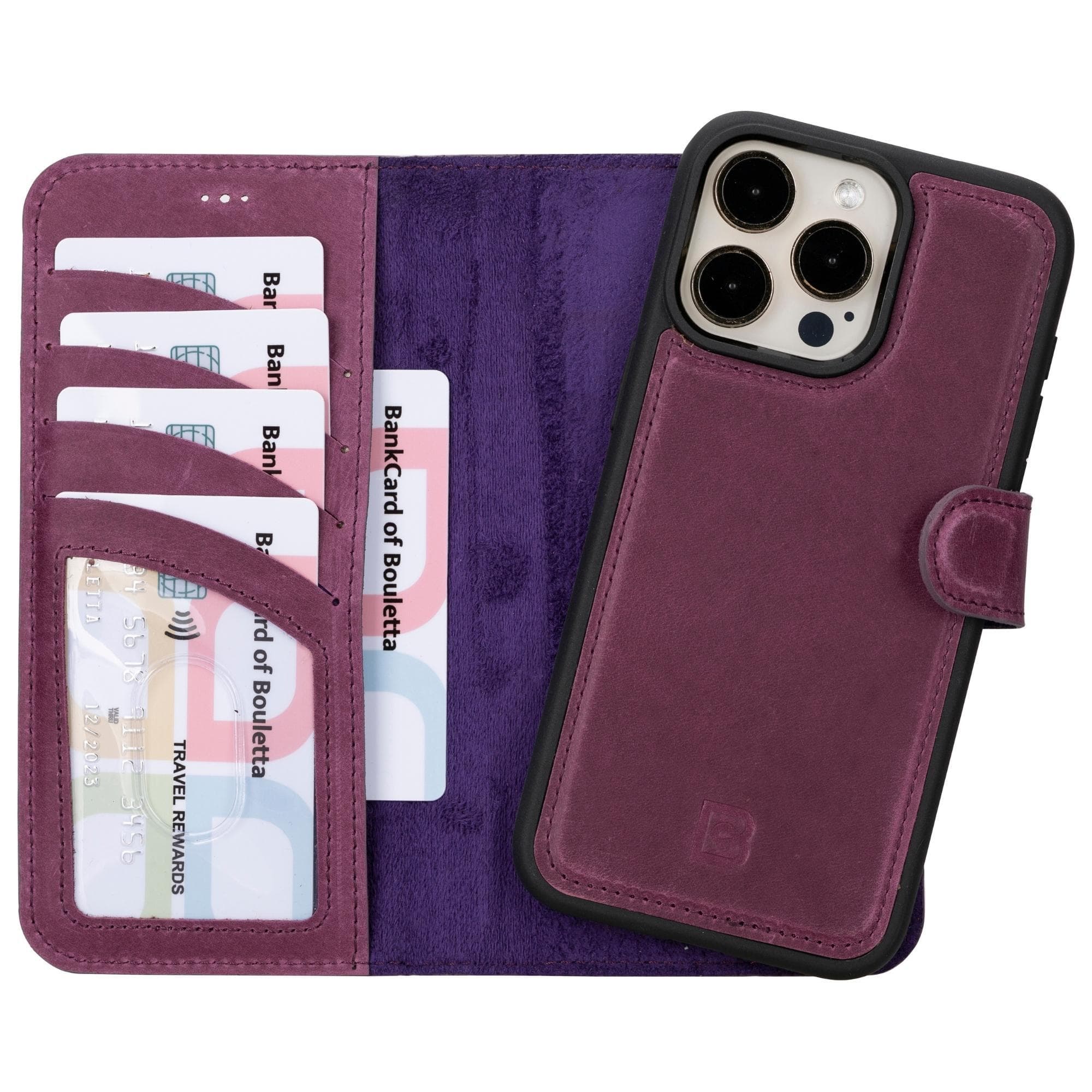 Magic iPhone 15 Pro Detachable Genuine Leather Wallet Case