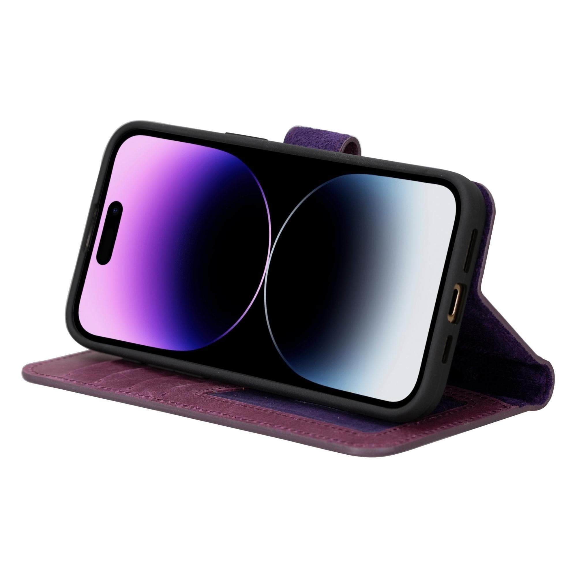 Magic iPhone 15 Pro Detachable Genuine Leather Wallet Case