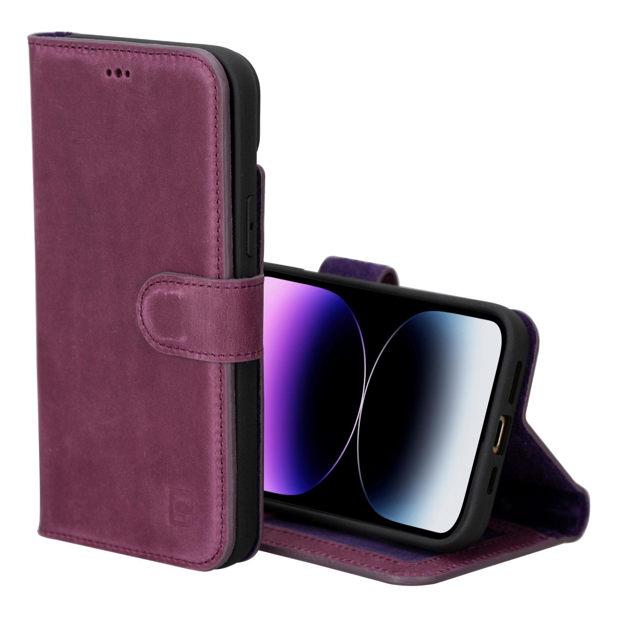 Magic iPhone 15 Pro Detachable Genuine Leather Wallet Case