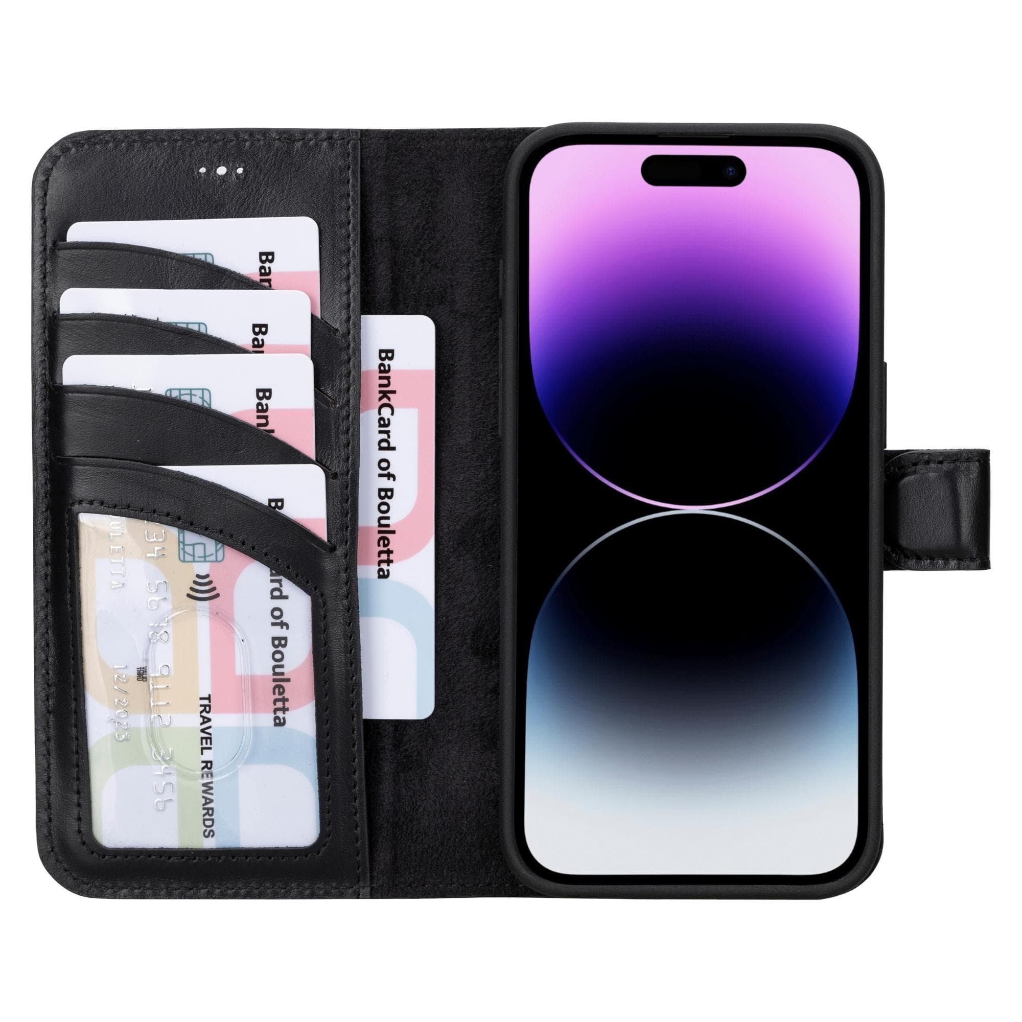 Magic iPhone 15 Detachable Genuine Leather Wallet Case