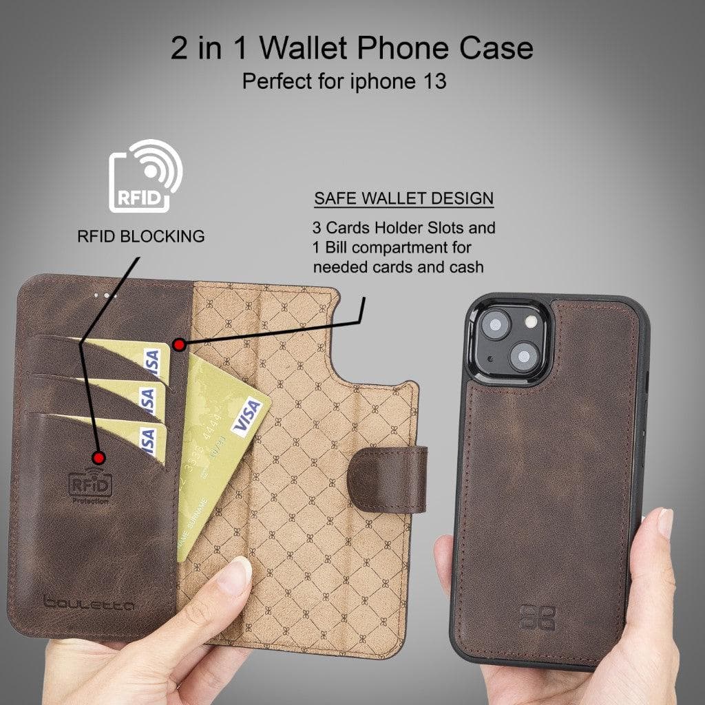 Magic iPhone 13 Pro Max Detachable Genuine Leather Wallet Case